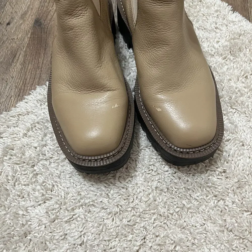 Sam Edelman Size 7 M Tan Sesame Waterproof Leather Laguna Chelsea Boots